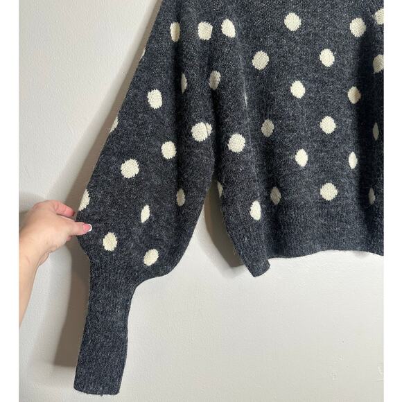 BLANKNYC Polka Dot Sweater Classic Mix-Up Gray White Cozy Knit Fall Pullover S - Picture 3 of 5